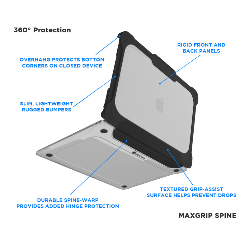 MaxCases Extreme Shell-L for MacBook Air 13.6" (2022 - 2026 M2/M3/M4/M5) (A3113) (Black/Clear)