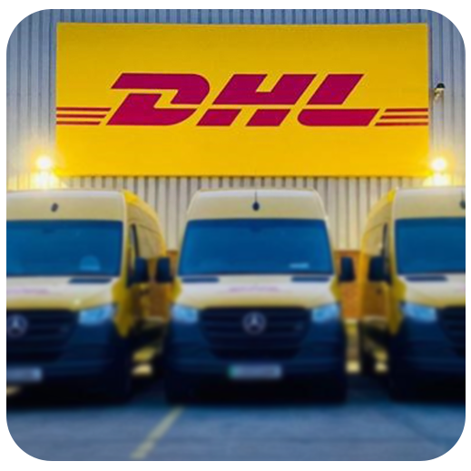 DHL logo and Vans