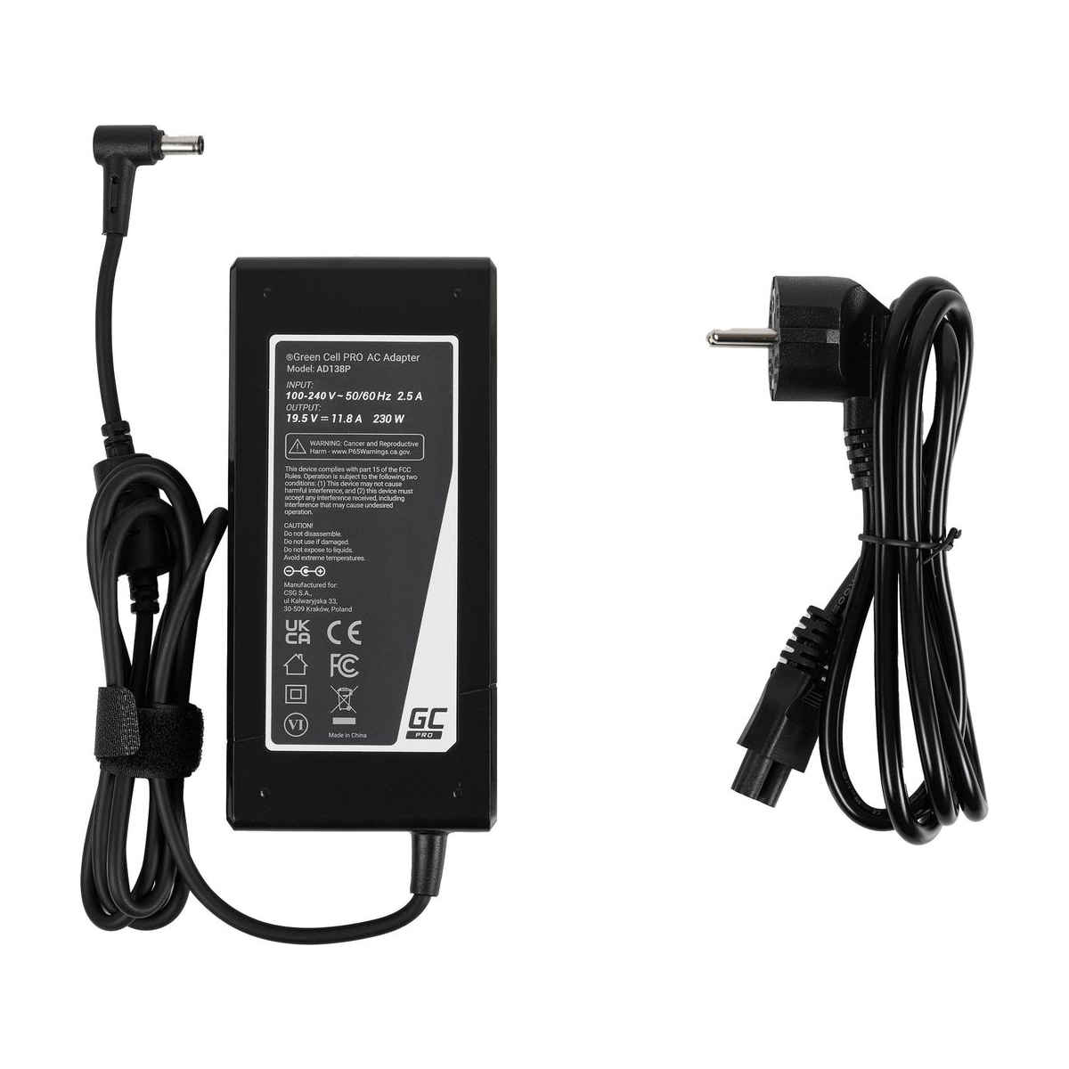 230W Laptop Charger for Asus ROG Strix G531GU, Green Cell 19.5V 11.8A 4