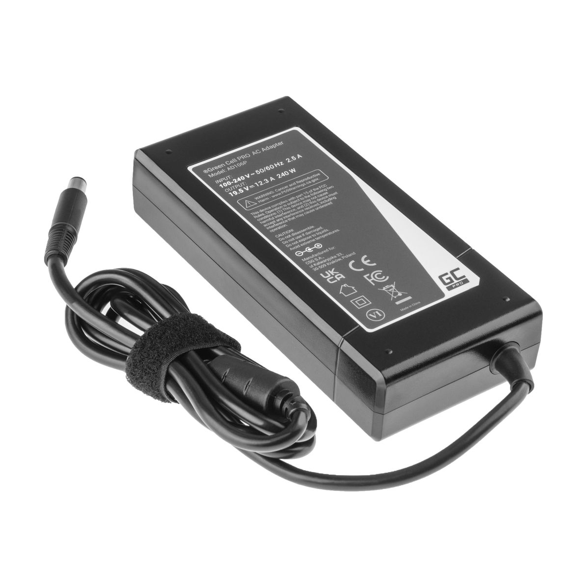 240W Laptop Charger for Dell Precision 7510, 7710, M4700, Green Cell 19.5V 12.3A 3