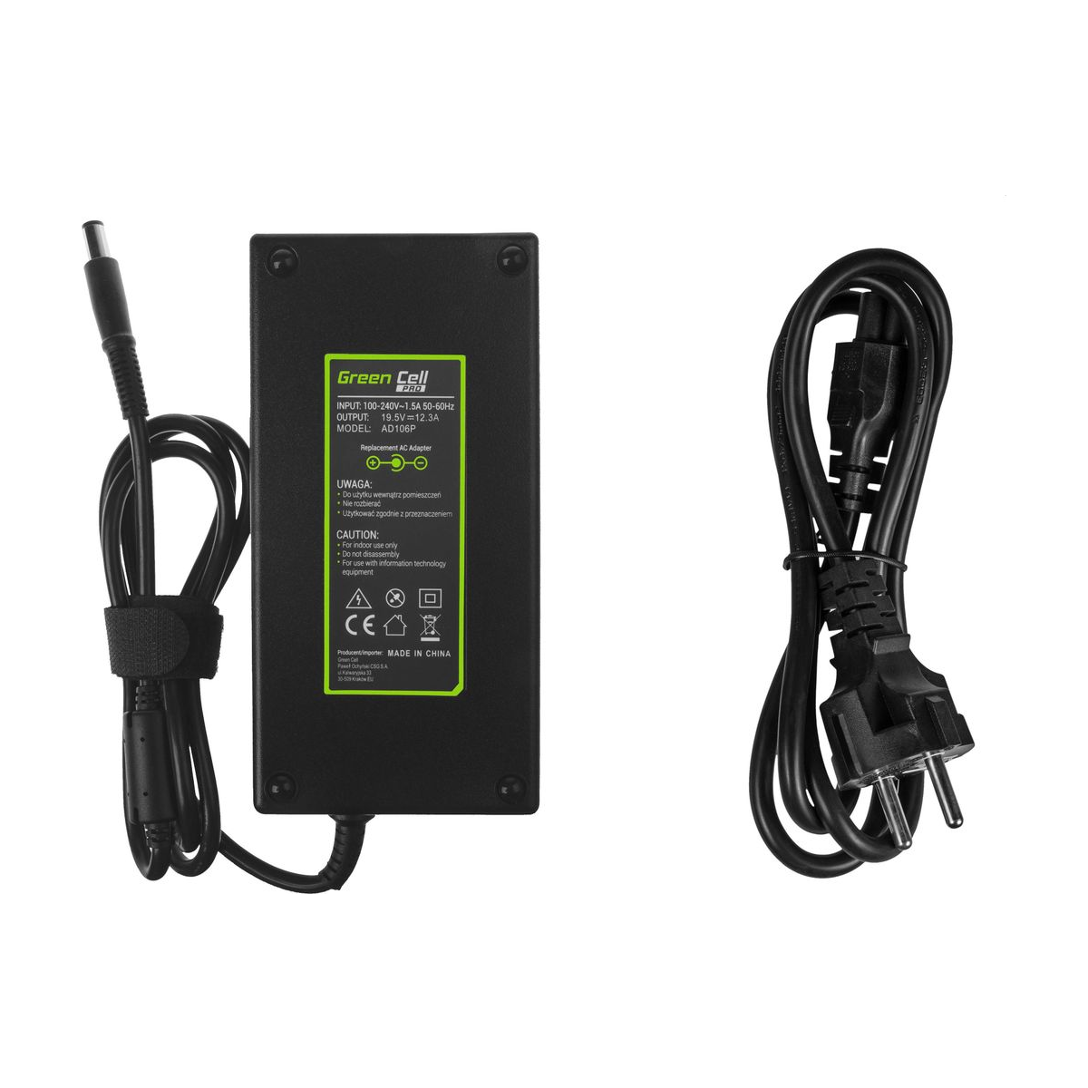 240W Laptop Charger for Dell Precision 7510, 7710, M4700, Green Cell 19.5V 12.3A 4