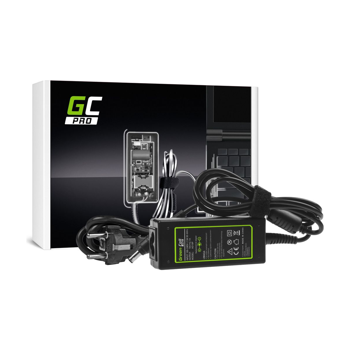 40W Laptop Charger for Samsung N100, N130, N145, Green Cell 19V 2.1A