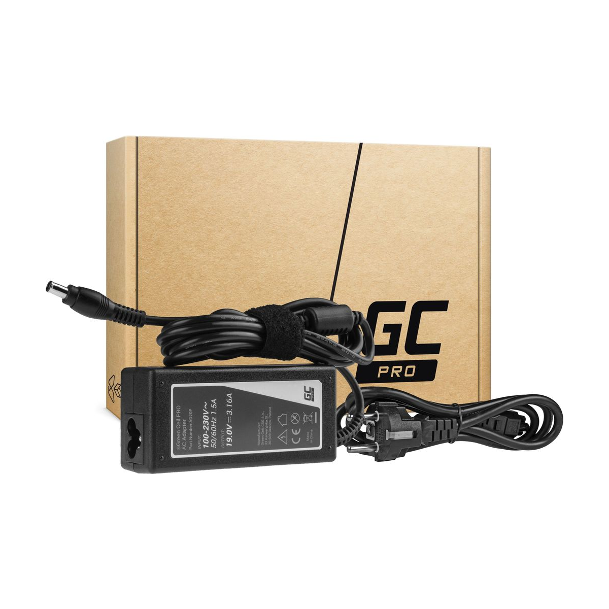60W Laptop Charger for Samsung R519, R719, RV510, Green Cell 19V 3.16A