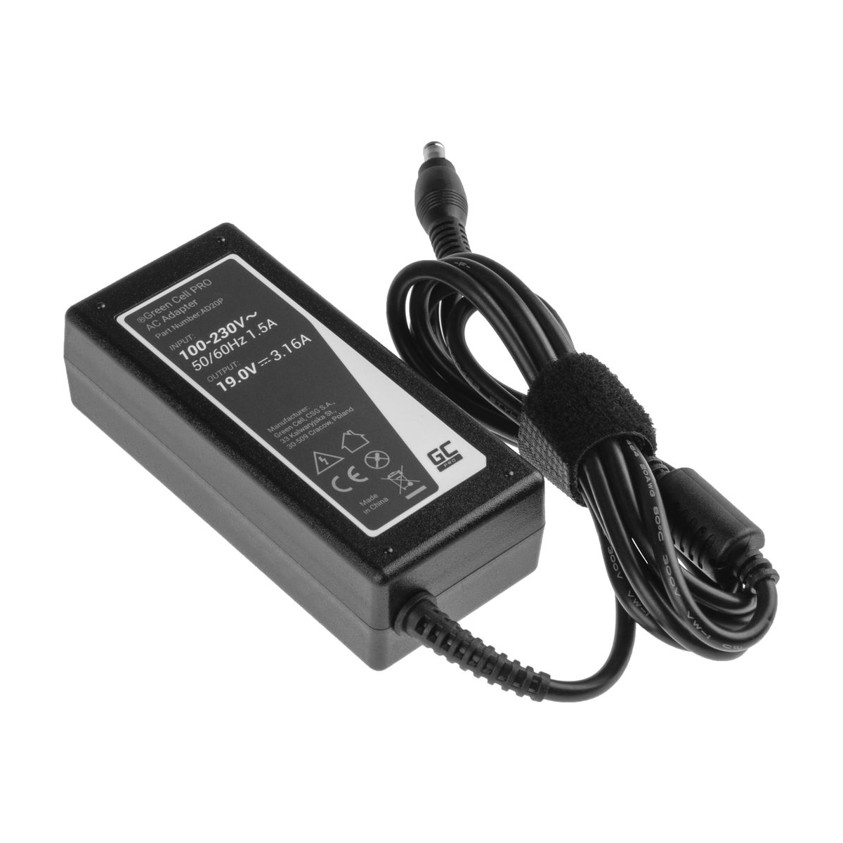 60W Laptop Charger for Samsung R519, R719, RV510, Green Cell 19V 3.16A 3