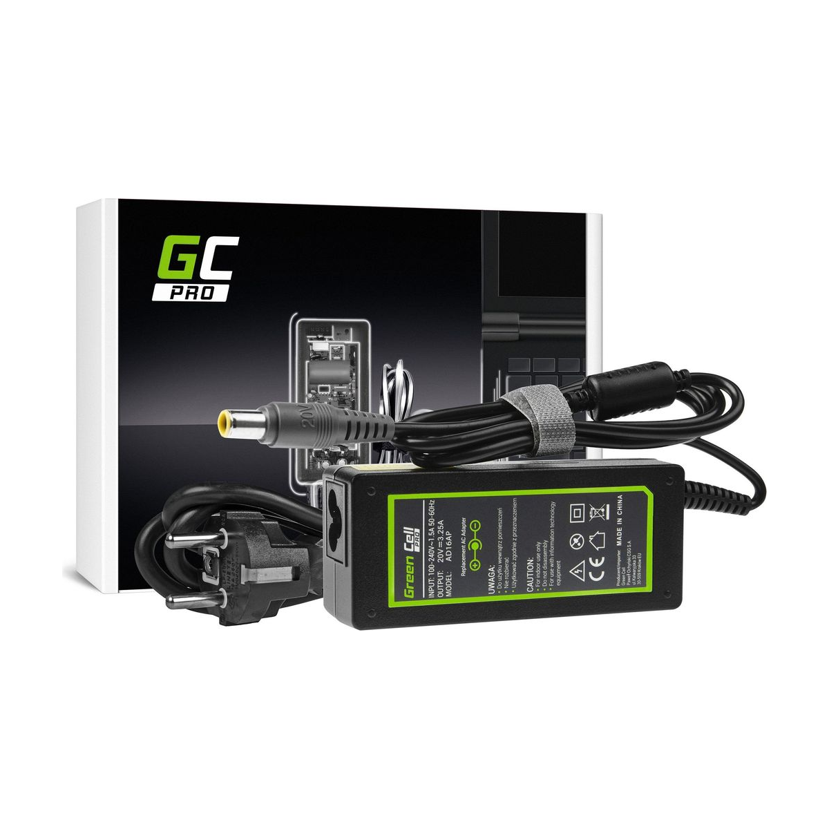 65W Laptop Charger for Lenovo B580, B590, ThinkPad T400, Green Cell 20V 3.25A 1