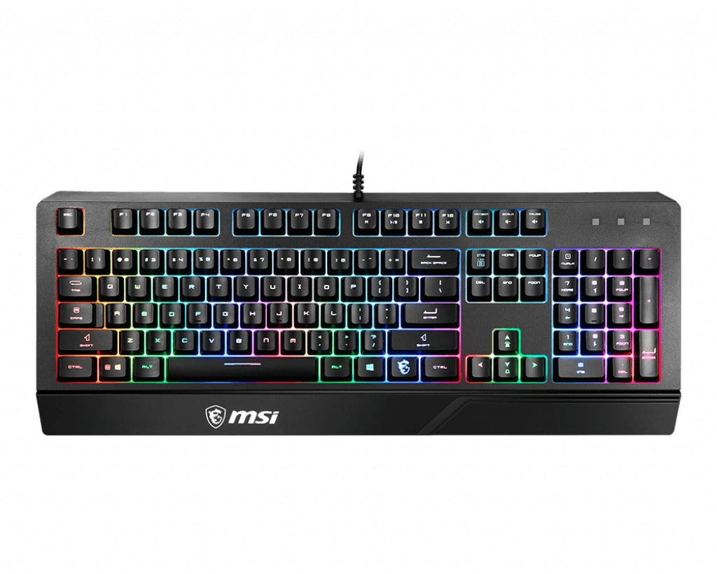 MSI VIGOR GK20 RGB Gaming Keyboard ' UK Layout, Membrane switches, Rainbow RGB Lighting effect, Ergonomic keycaps, Hotkeys for