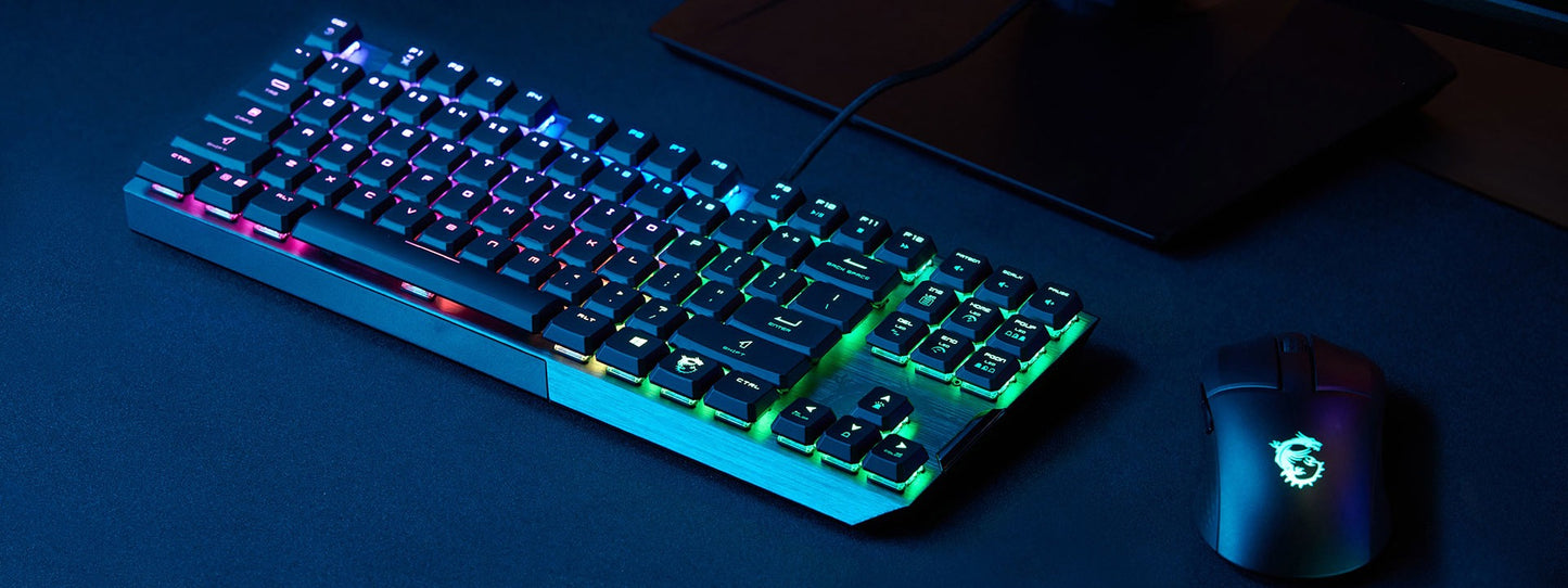 MSI VIGOR GK50 LOW PROFILE TKL Mechanical Gaming Keyboard 'UK-Layout, KAILH Low-Profile Switches, Multi-Layer RGB LED Backlit,