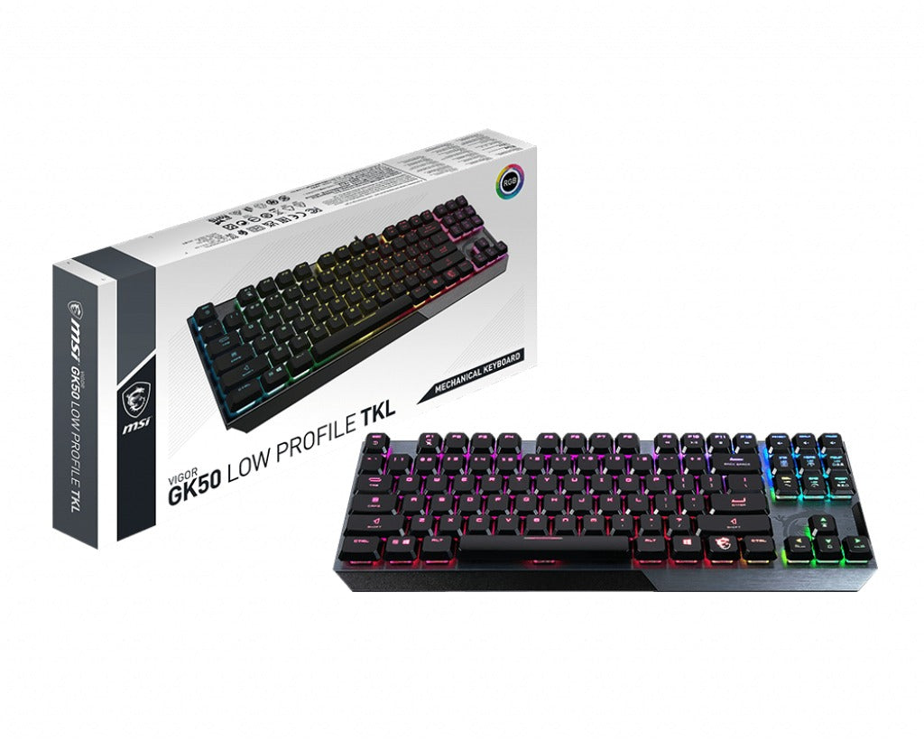 MSI VIGOR GK50 LOW PROFILE TKL Mechanical Gaming Keyboard 'UK-Layout, KAILH Low-Profile Switches, Multi-Layer RGB LED Backlit,