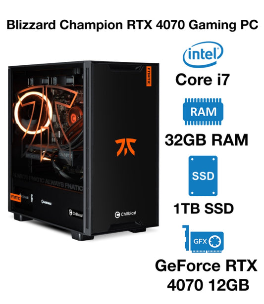 Blizzard Champion RTX 4070 Gaming PC | Intel Core i7 | 32GB RAM | 1TB SSD | GeForce RTX 4070 12GB | Windows 10 Pro