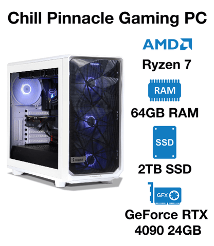 Chill Pinnacle Gaming PC | AMD Ryzen 7 | 64GB RAM | 2TB SSD | GeForce RTX 4090 24GB | Windows 10 Pro