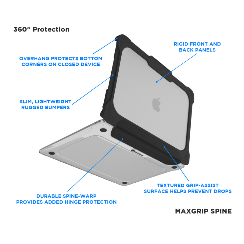 MaxCases Extreme Shell-L for MacBook Pro 14" w/Touch ID (2021 - 2026 M1/M2/M3/M4/M5/M5 Pro/M5 Max Chip ) (Black/Clear) OTS