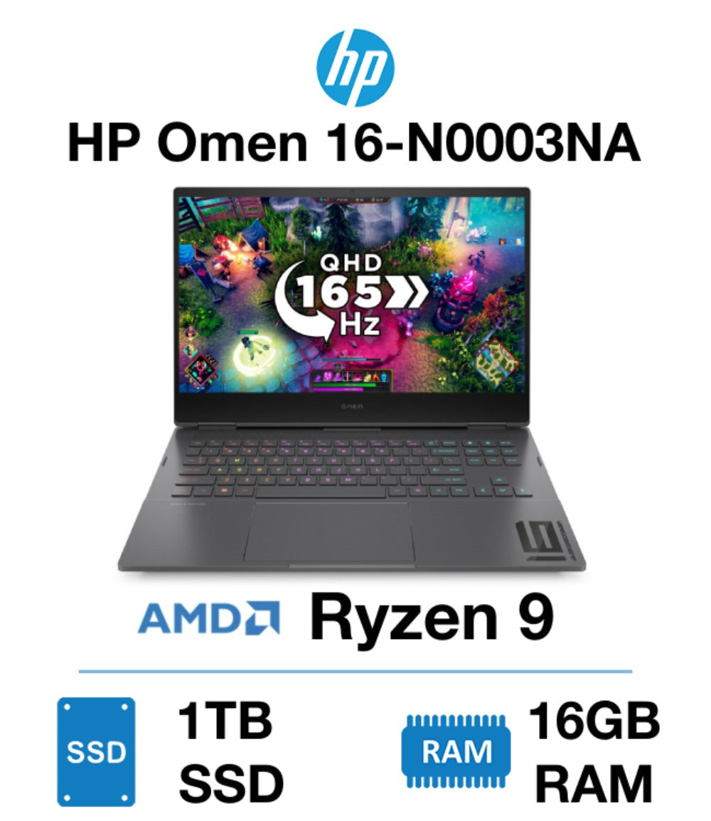 HP Omen 16-N0003NA | Ryzen 9 6900 | 16GB RAM | 1TB SSD | Windows 11 Home | Webcam | Standard | 1 Year Warranty | New
