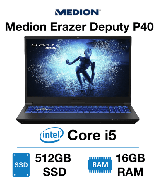 Medion Erazer Deputy P40 | Core i5 12th Gen | 16GB RAM | 512GB SSD | Windows 11 Home | Webcam | Standard | 1 Year Warranty | New