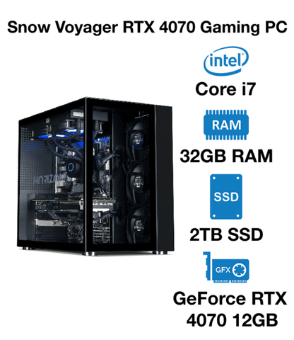 Snow Voyager RTX 4070 Gaming PC | Intel Core i7 | 32GB RAM | 2TB SSD | GeForce RTX 4070 12GB | Windows 10 Pro
