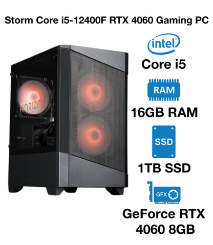 Storm Core i5-12400F RTX 4060 Gaming PC | Intel Core i5 | 16GB RAM | 1TB SSD | GeForce RTX 4060 8GB | Windows 10 Pro