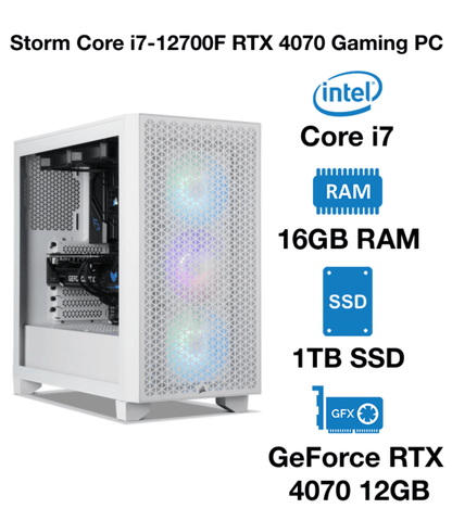 Storm Core i7-12700F RTX 4070 Gaming PC | Intel Core i7 | 16GB RAM | 1TB SSD | GeForce RTX 4070 12GB | Windows 10 Pro