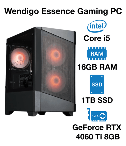 Wendigo Essence Gaming PC Intel Core i5 | 16GB RAM | 1TB SSD | GeForce RTX 4060 Ti 8GB | Windows 10 Pro