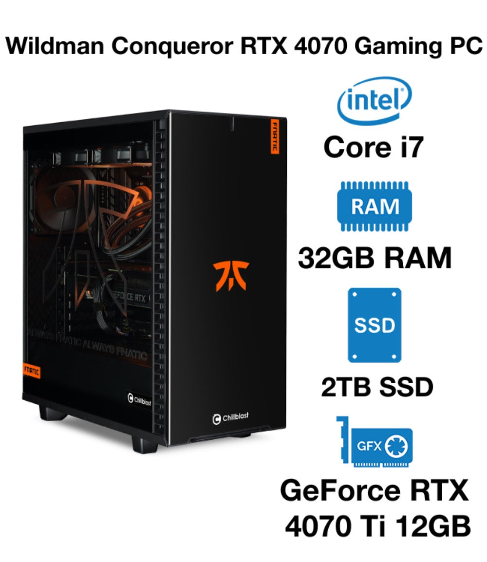 Wildman Conqueror RTX 4070 Gaming PC | Intel Core i7 | 32GB RAM | 2TB SSD | GeForce RTX 4070 Ti 12GB | Windows 10 Pro