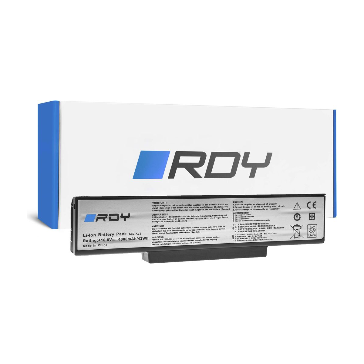 A32-K72 Laptop Battery for Asus, RDY 4000mAh