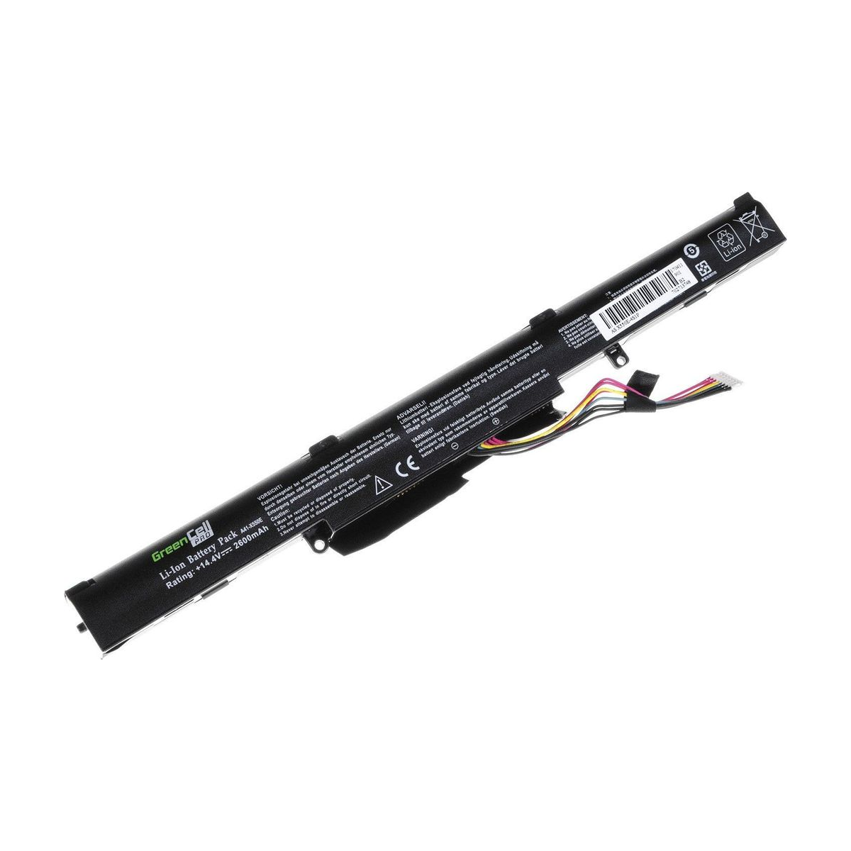 A41-X550E Laptop Battery for Asus A450, A550, F550, Green Cell 2600mAh 4