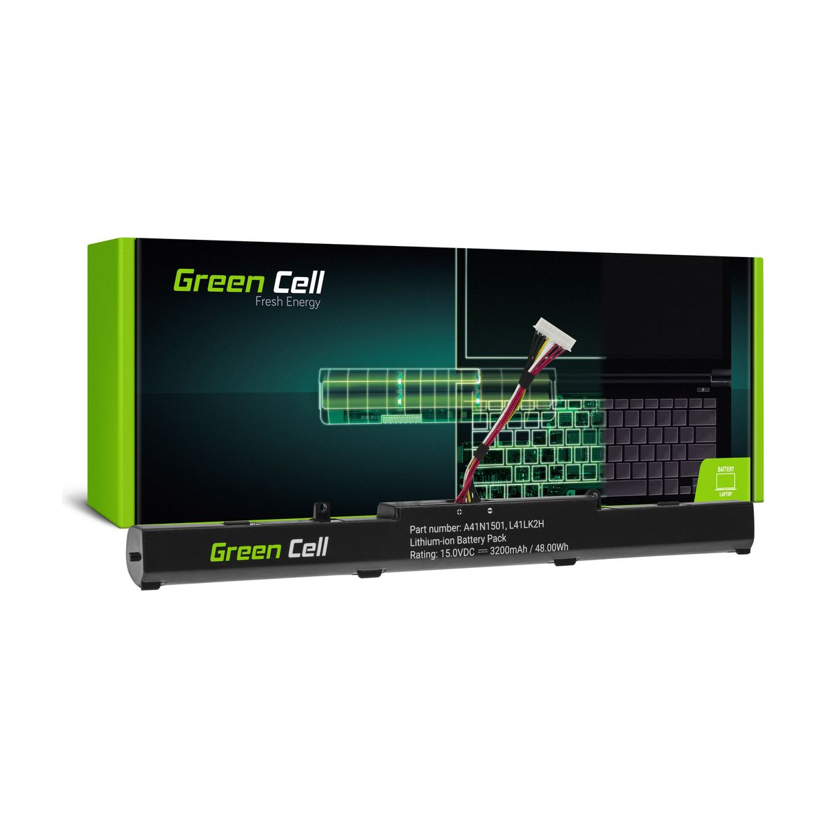 A41N1501 Laptop Battery for Asus ROG GL752, GL752V, GL752VW, Green Cell 3200mAh