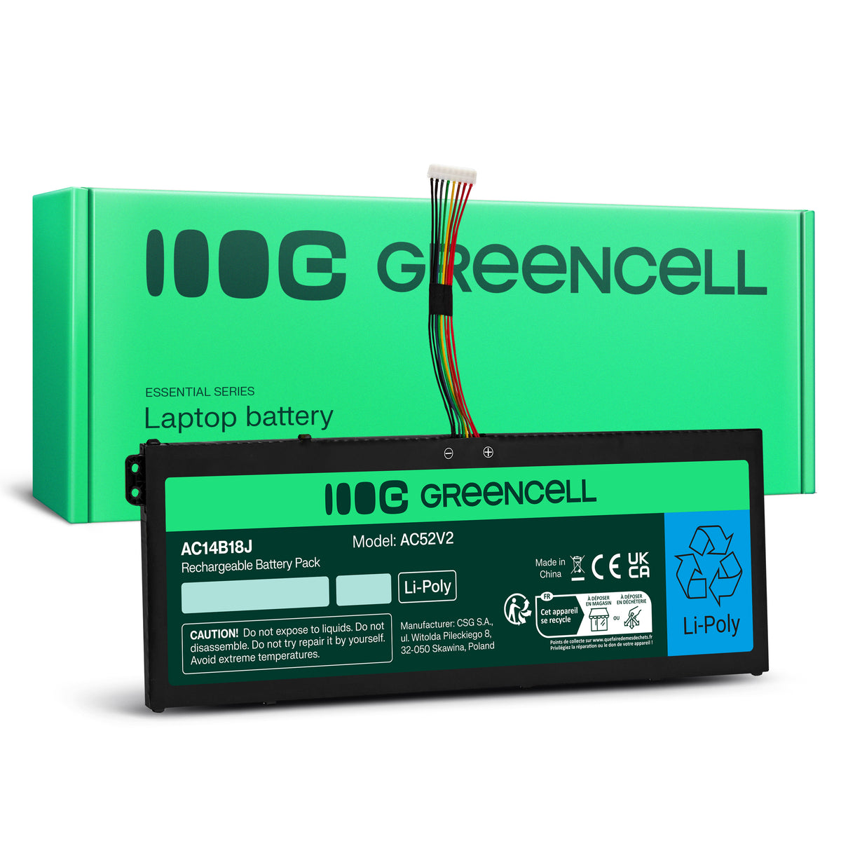 AC14B13J Laptop Battery for Acer Aspire 3, A315-23, A315-55G, Green Cell 3600mAh