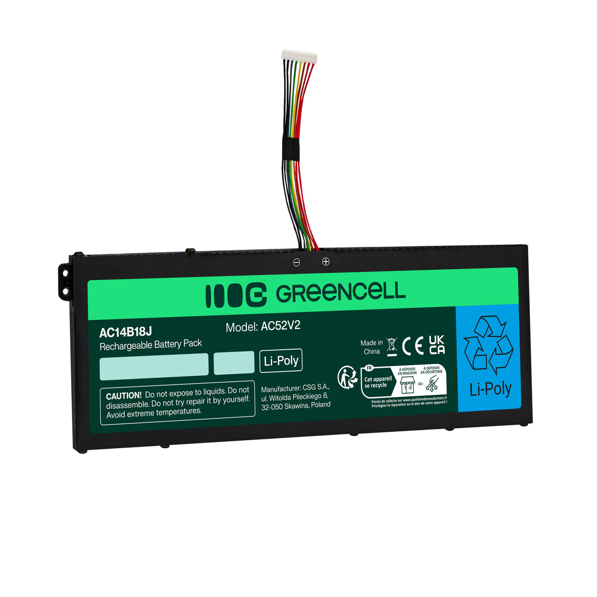 AC14B13J Laptop Battery for Acer Aspire 3, A315-23, A315-55G, Green Cell 3600mAh 1