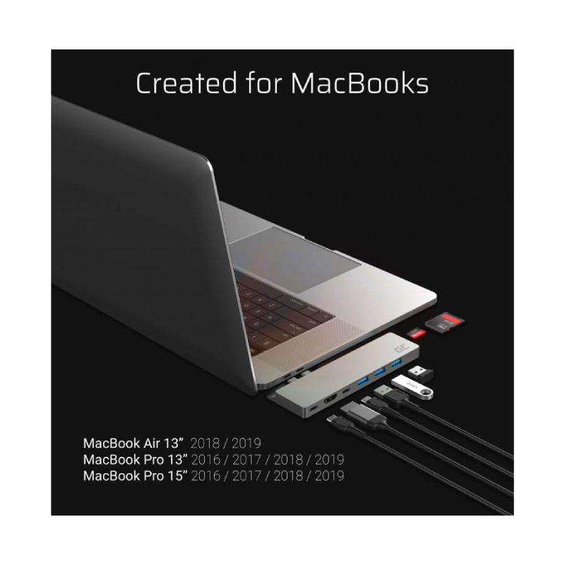 adapter green cell hub connect60 8in1 thunderbolt 3 usb c hdmi 3x usb 30 for apple macbook air 2018 pro 2016 and newer 4