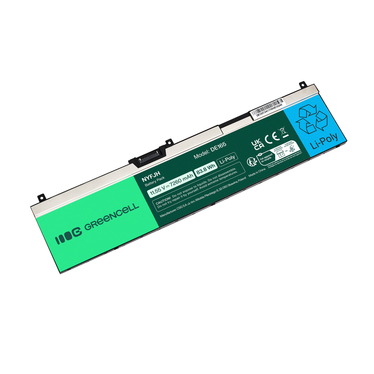 NYFJH-6C Laptop Battery for Dell Precision 15, 7530, 7540, Green Cell 7260mAh 2