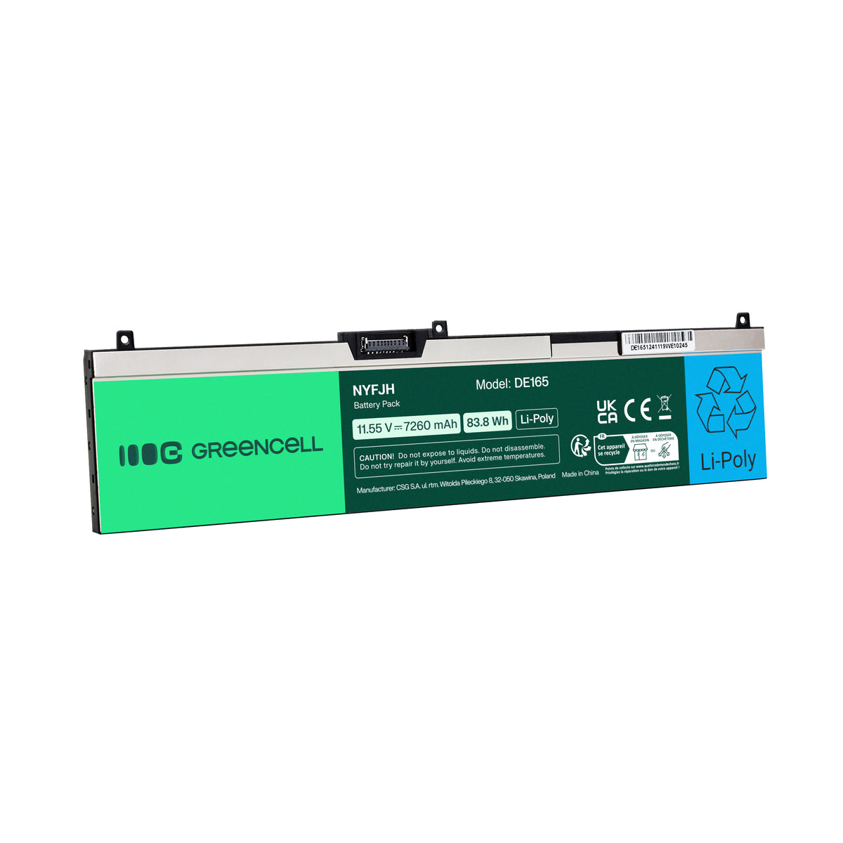 NYFJH-6C Laptop Battery for Dell Precision 15, 7530, 7540, Green Cell 7260mAh 1