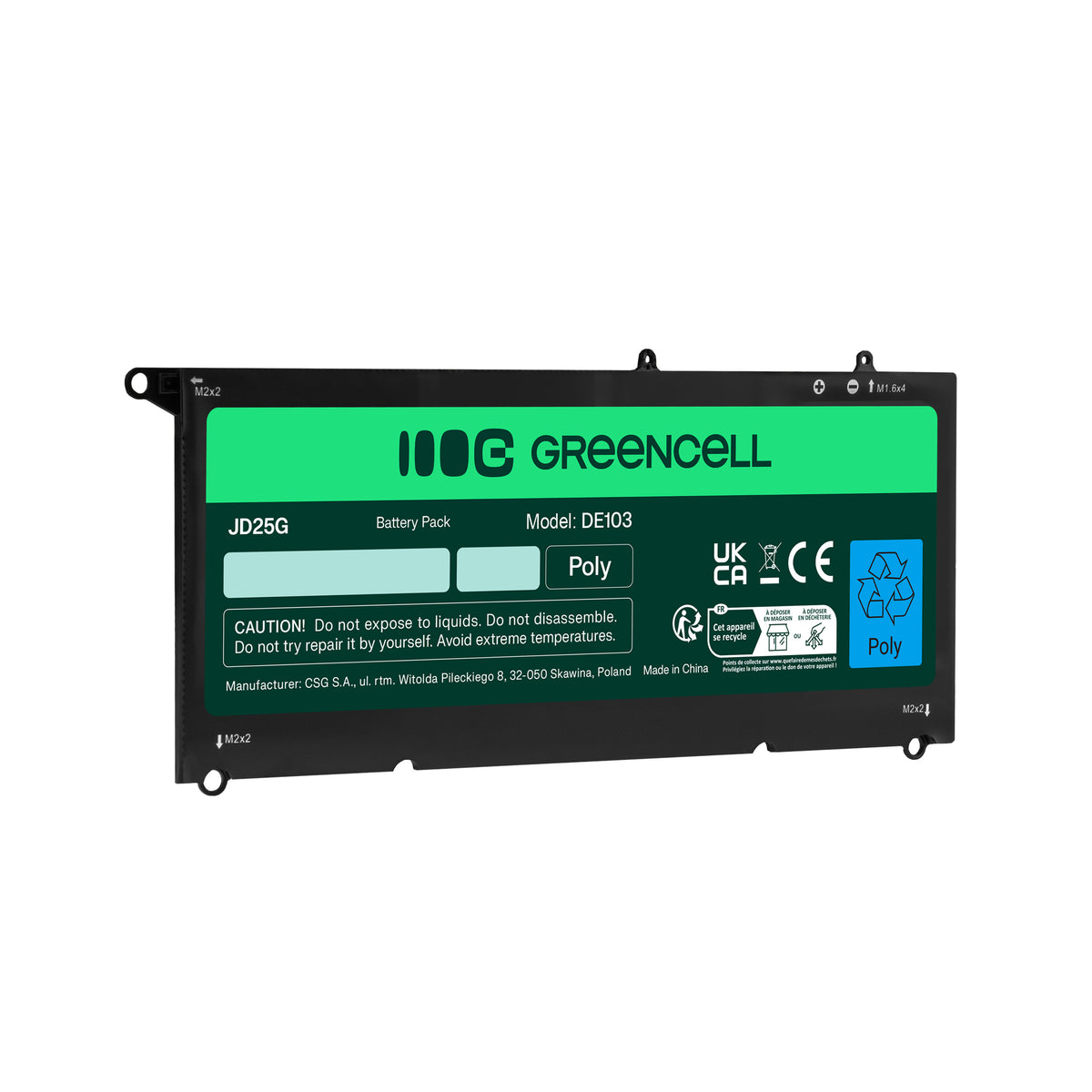 90V7W Laptop Battery for Dell XPS 13, 9343, 9350, Green Cell 5400mAh 1