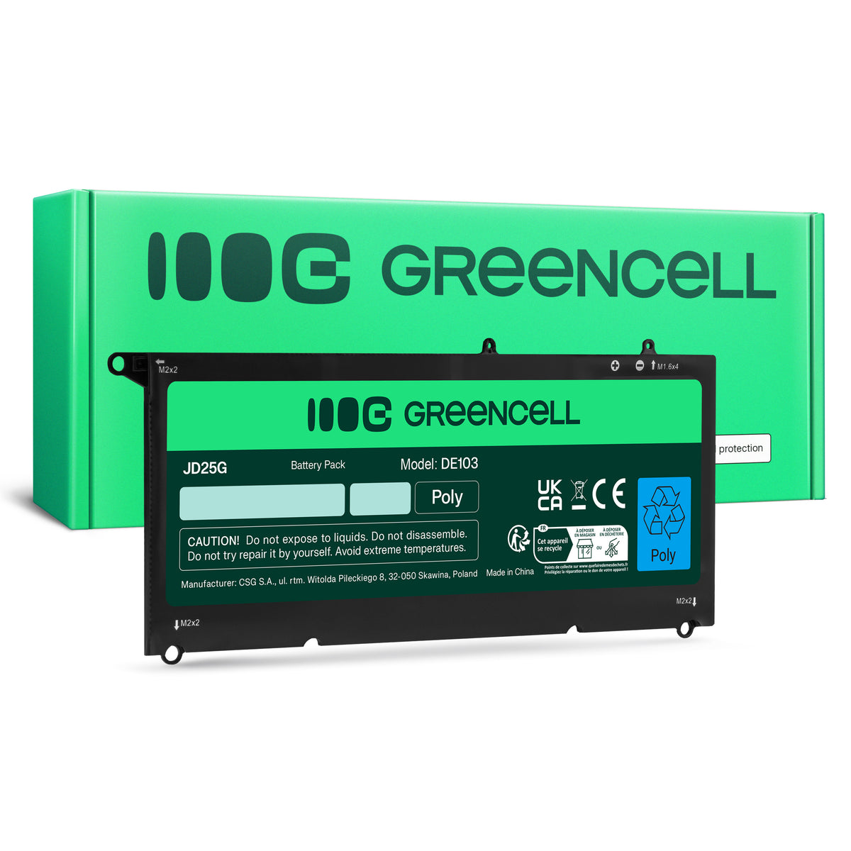 90V7W Laptop Battery for Dell XPS 13, 9343, 9350, Green Cell 5400mAh