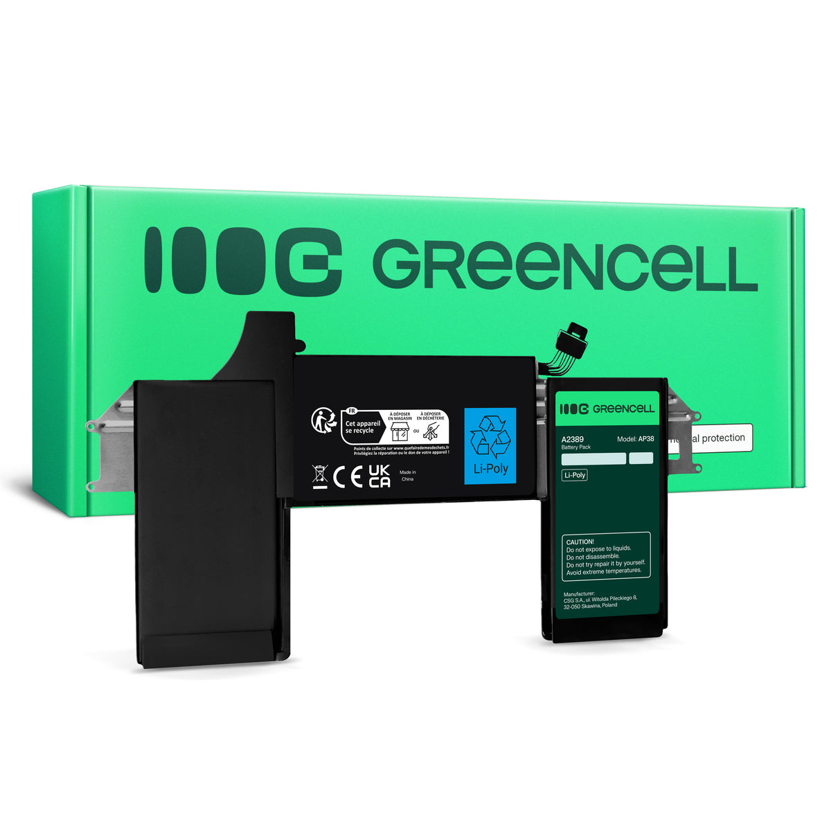A2389 Laptop Battery for Apple, Green Cell 2700mAh