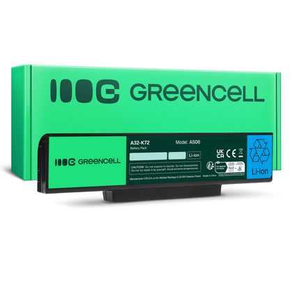 A32-K72 Laptop Battery for Asus K72, K72J, K72F, Green Cell 4400mAh