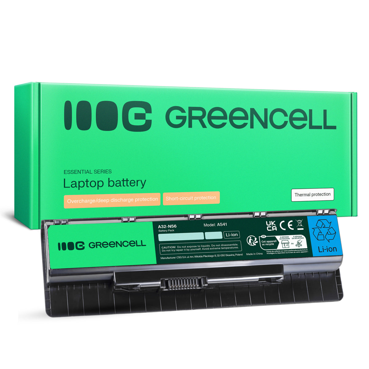A32-N56 Laptop Battery for Asus N56, N56D, N56DP, Green Cell 4400mAh