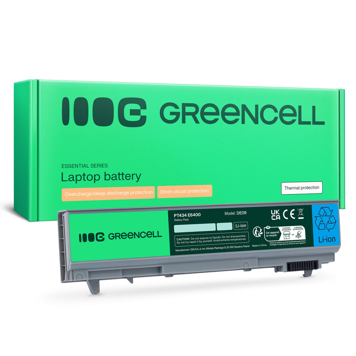 PT434 Laptop Battery for Dell Latitude E6400, E6410, E6500, Green Cell 4400mAh