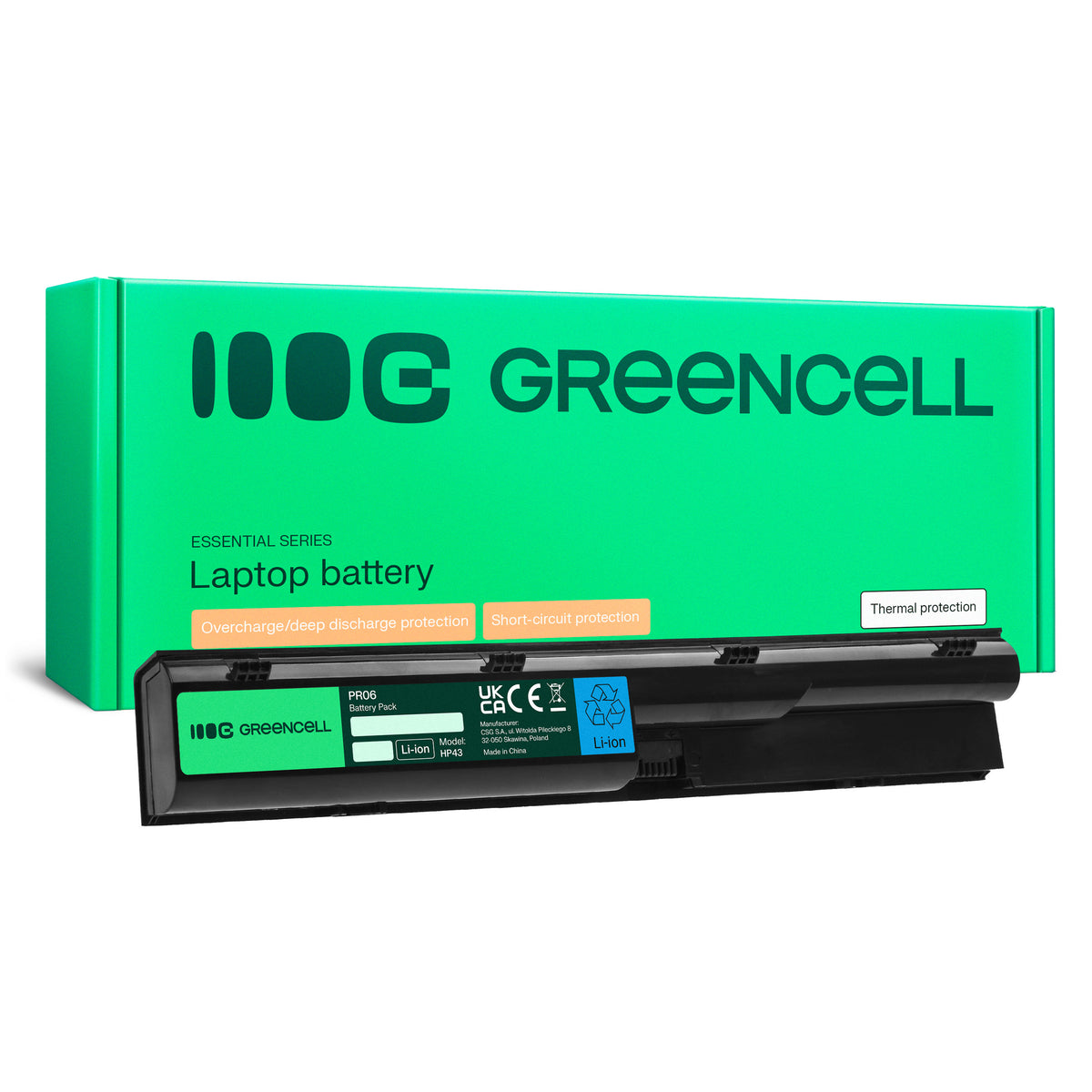 PR06 Laptop Battery for HP Probook 4330s, 4430s, 4440s, Green Cell 4400mAh