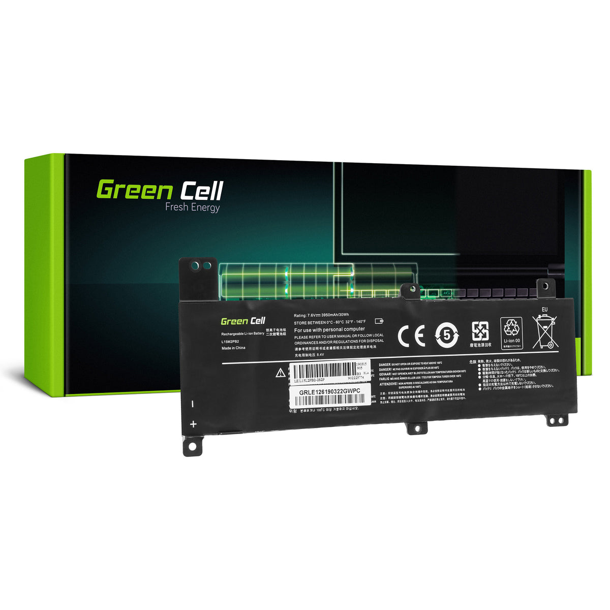 L15C2PB2 Laptop Battery for Lenovo IdeaPad 310-14IAP, 310-14IKB, Green Cell 3950mAh