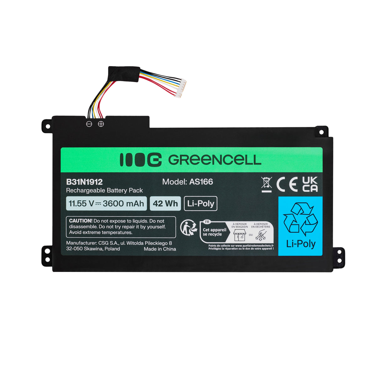 Laptop Battery for Asus C31N1912, / B31N1912, 3HWPP, Green Cell 3600mAh 2