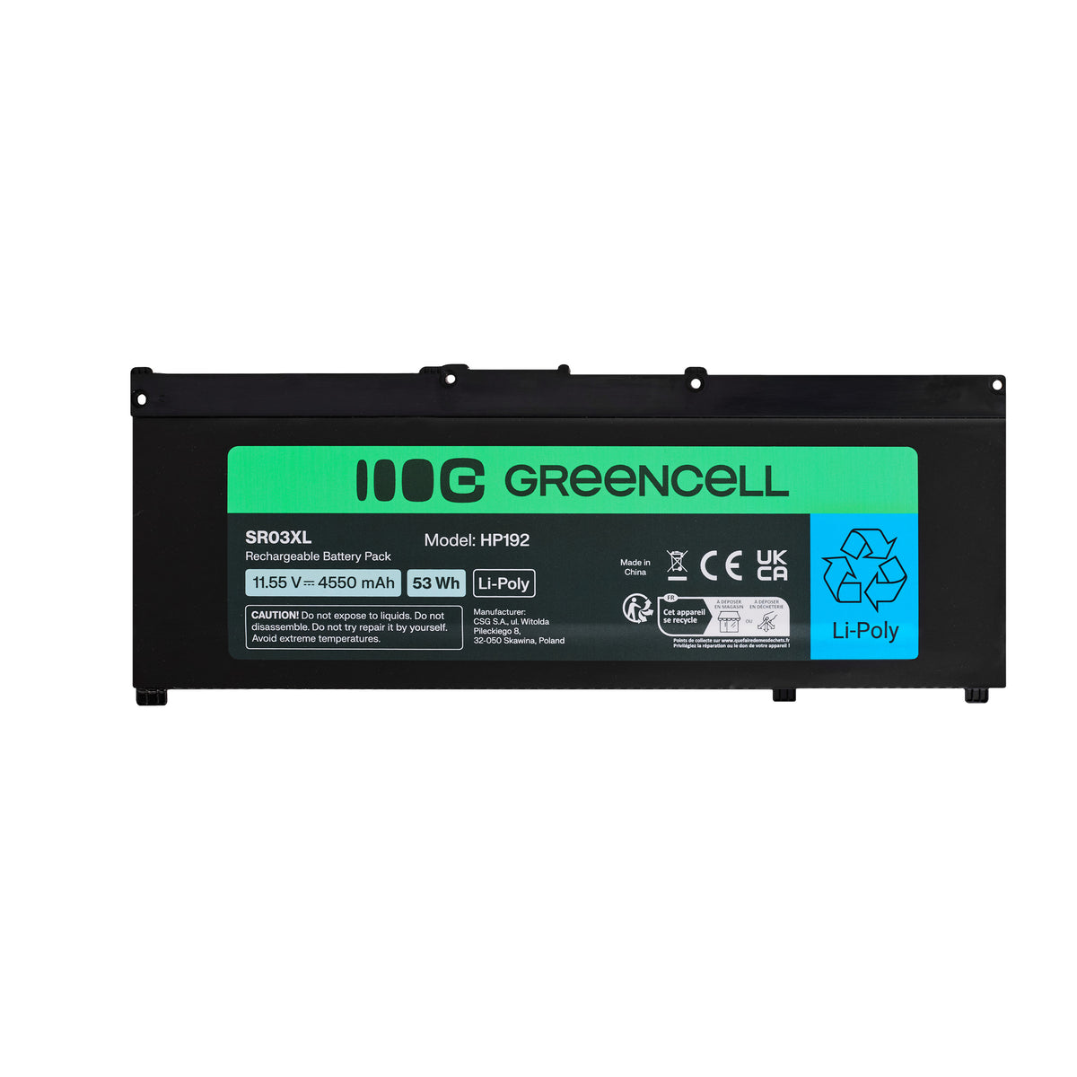 Laptop Battery for HP SR03XL, HP Pavilion Gaming 15, Green Cell 4550mAh 2