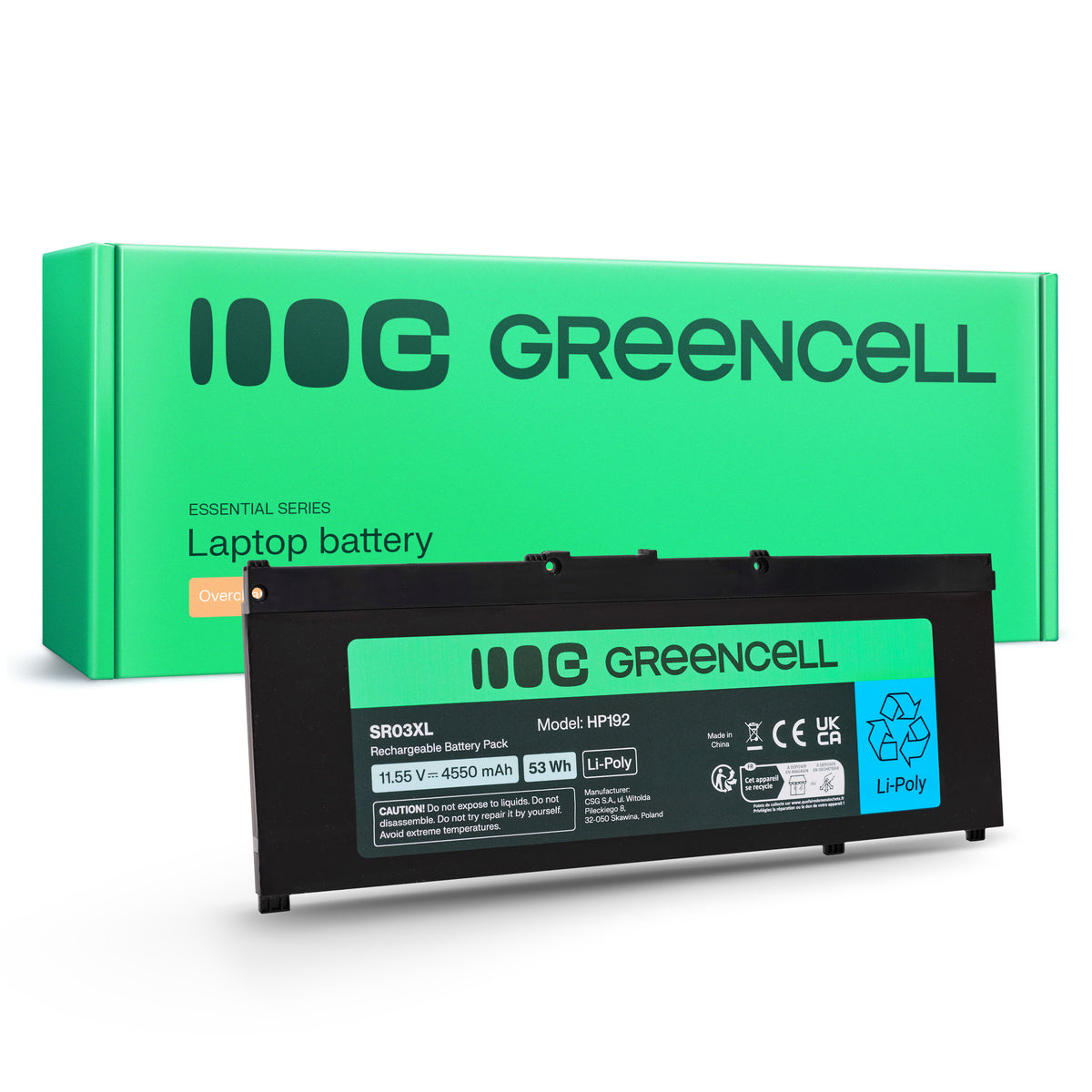 Laptop Battery for HP SR03XL, HP Pavilion Gaming 15, Green Cell 4550mAh