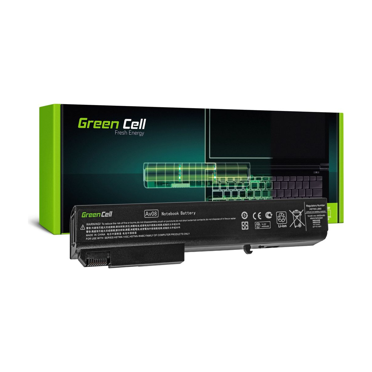 HSTNN-LB60 Laptop Battery for HP EliteBook 8530p, 8540p, Green Cell 4400mAh