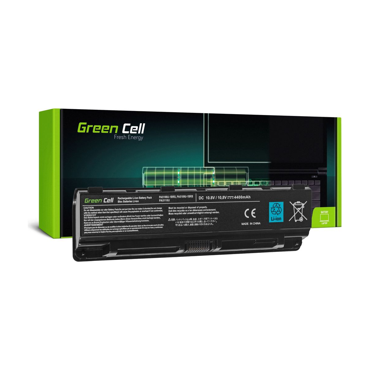PA5109U-1BRS Laptop Battery for Toshiba Satellite C50, C50D C55, Green Cell 4400mAh