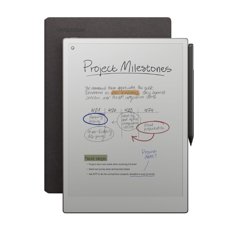 reMarkable Paper Pro Paper Tablet with Folio Mosaic Weave Basalt Case & Marker Plus